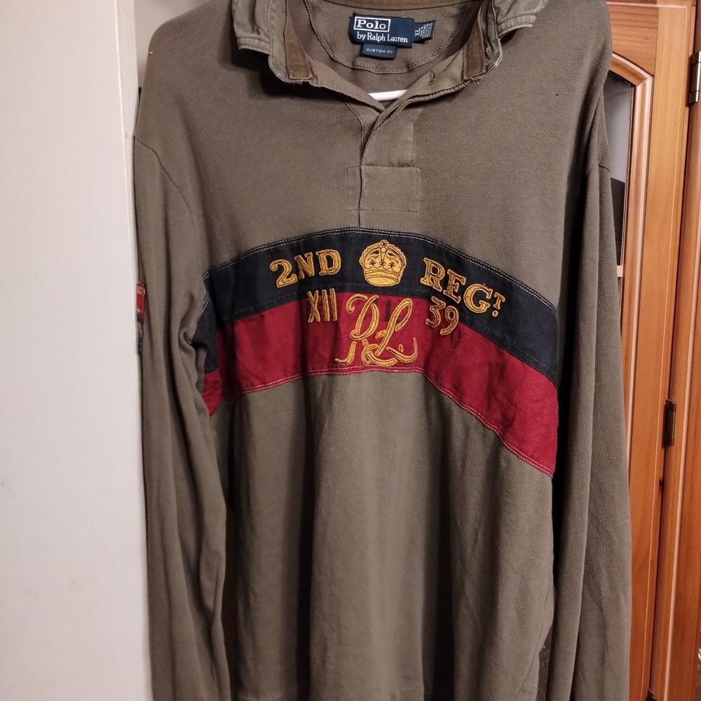 Polo by Ralph Lauren Olive Green Long Sleeve Shirt XL custom fit